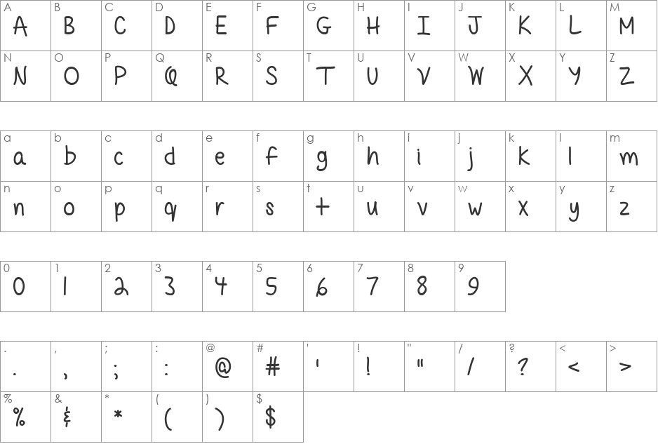 Mf Quirky & Messy font character map preview