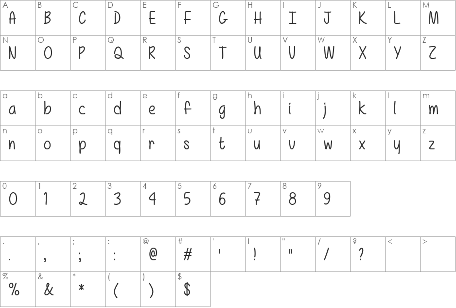 Mf Really Awesome font character map preview