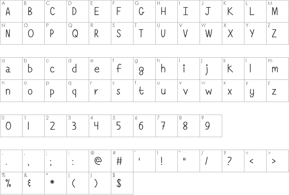 Mf Simply Complicated font character map preview