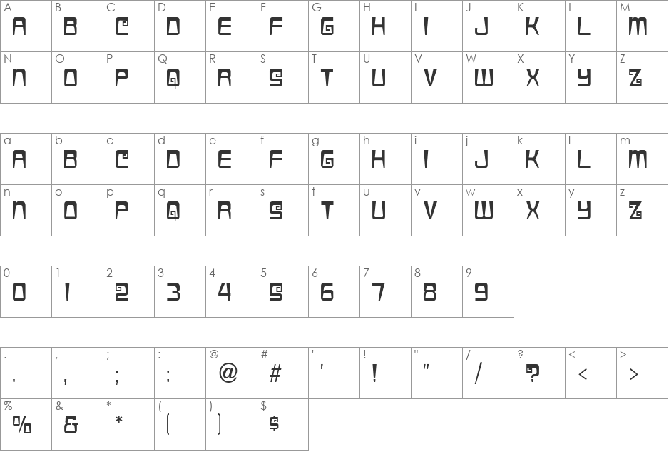 Azteca Condensed font character map preview