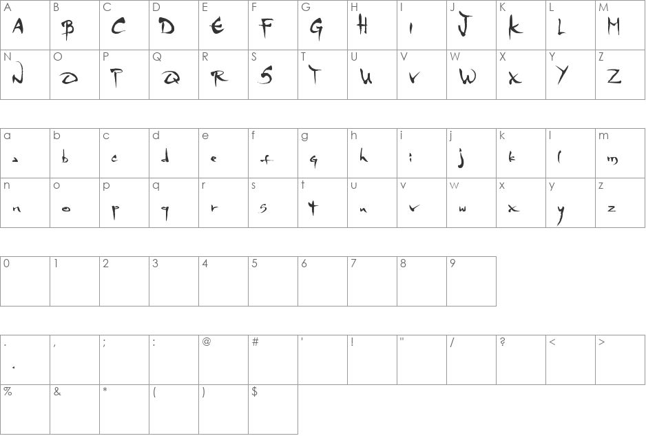 mgs4brush font character map preview