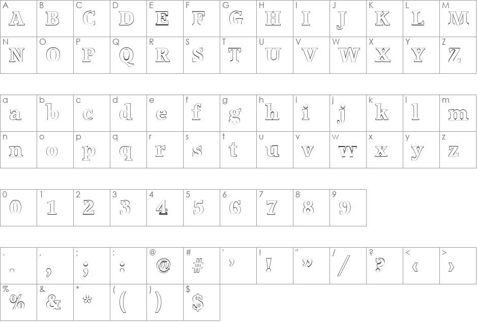 MichaelBeckerOutline-ExtraBold font character map preview