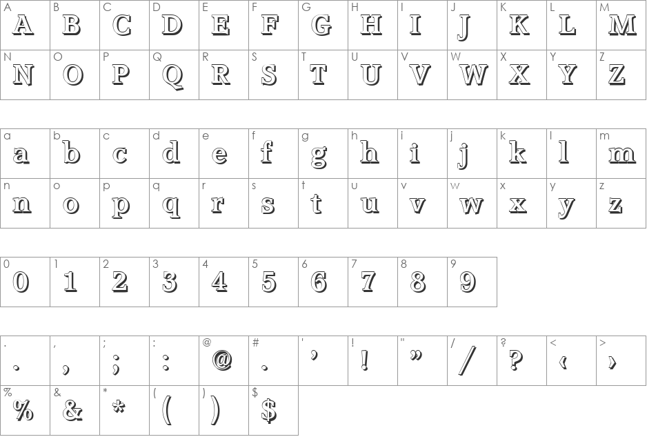 MichaelBeckerShadow font character map preview