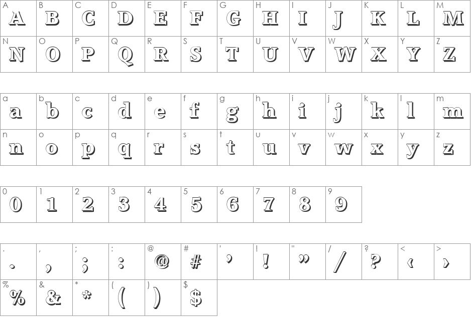 MichaelBeckerShadow-ExtraBold font character map preview
