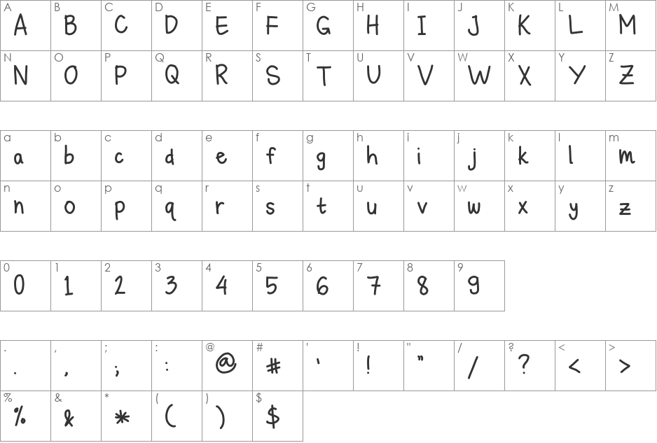 michelle lazy hand font character map preview