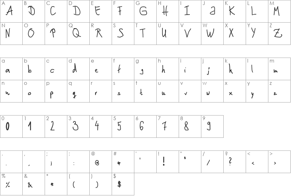 Michelle Vacuity font character map preview