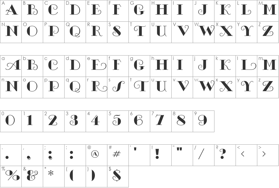 MichelleFLF font character map preview