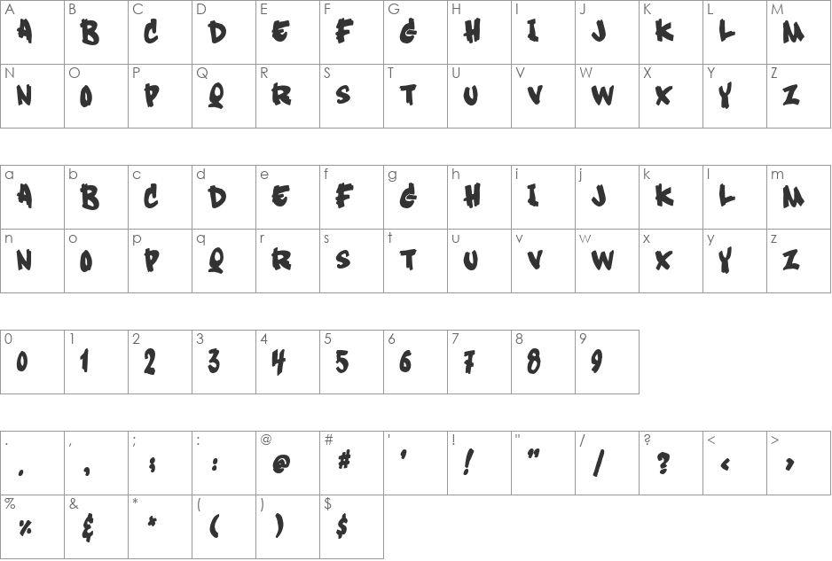 Mickey Blue font character map preview