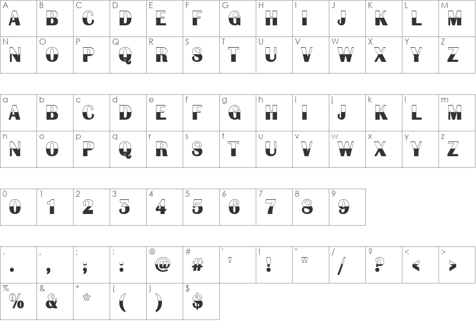 a_AlbionicB&W font character map preview