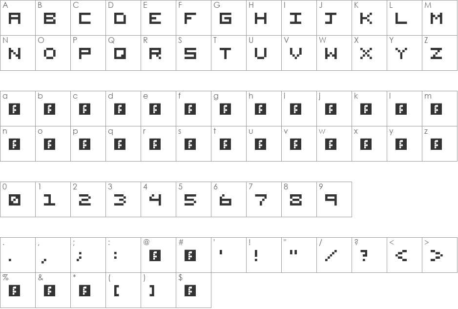 Micro5x5 font character map preview