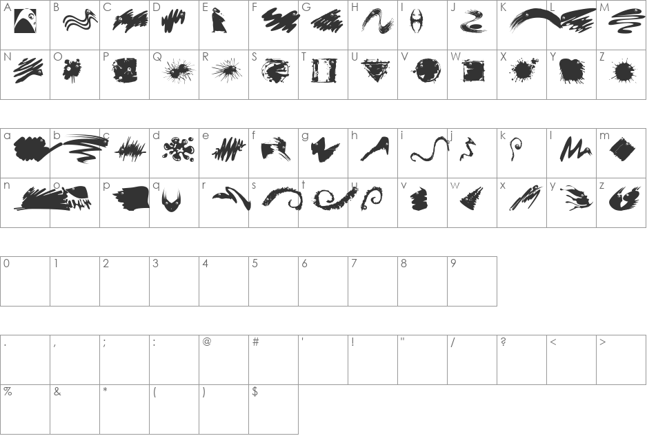 MicroBeingsTwo font character map preview