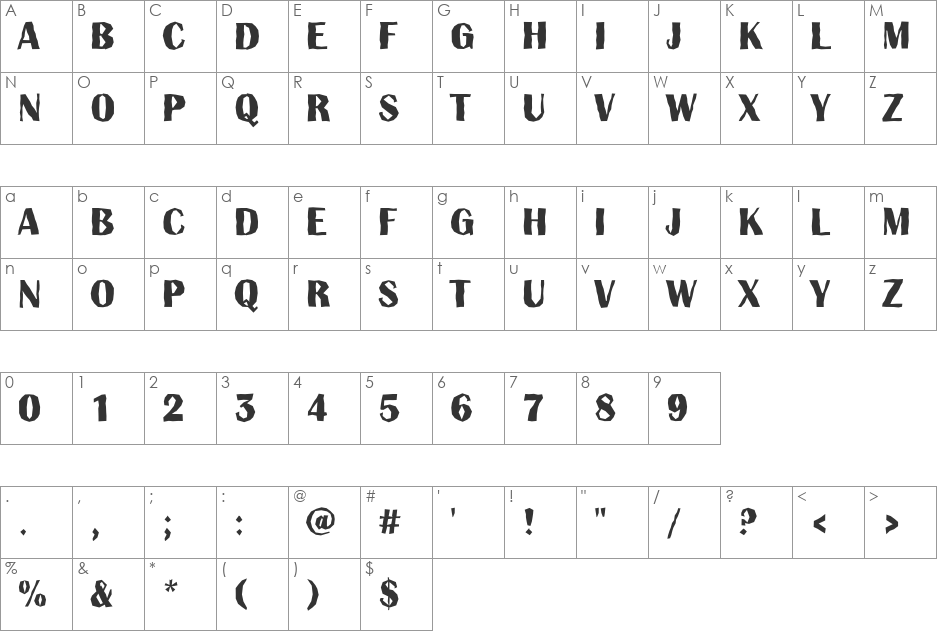 a_AlbionicTitulBrk font character map preview