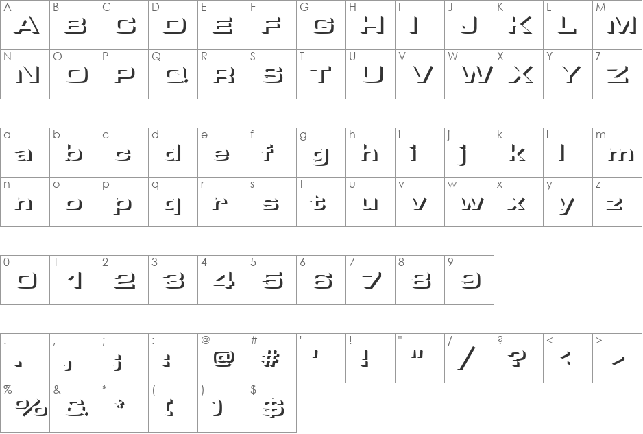 MicrogrammaOnlShaDBolExt font character map preview