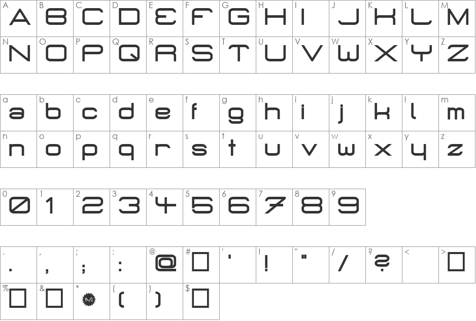 MicroMieps font character map preview