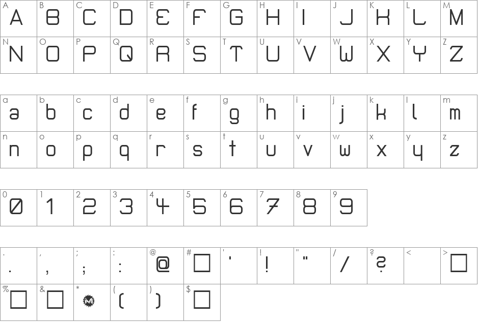 MicroMieps Diet font character map preview