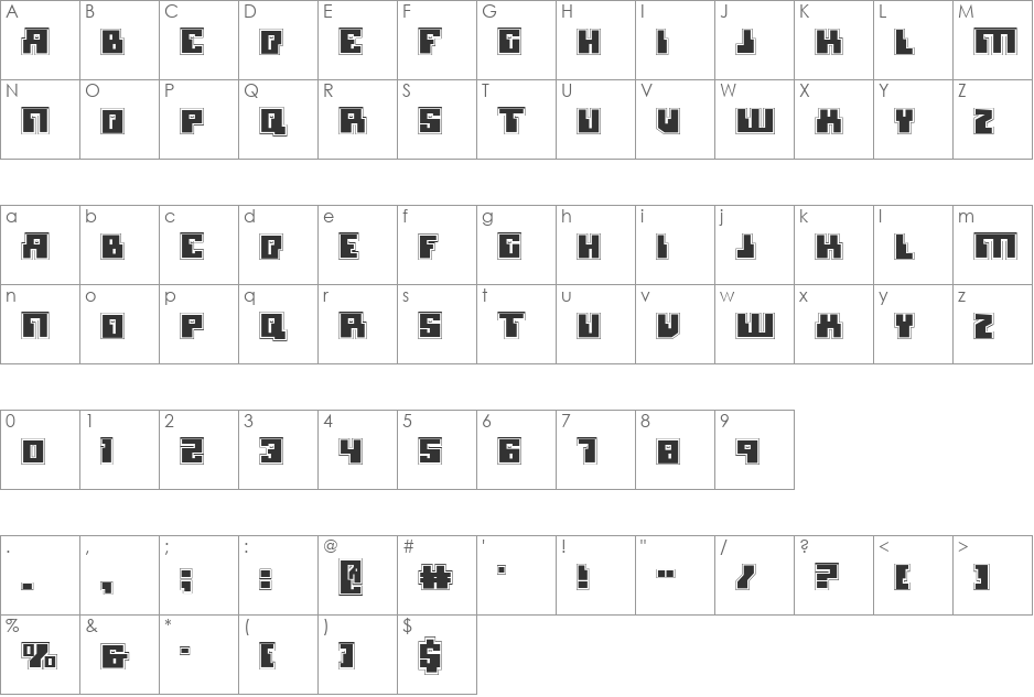 Micronian Academy font character map preview