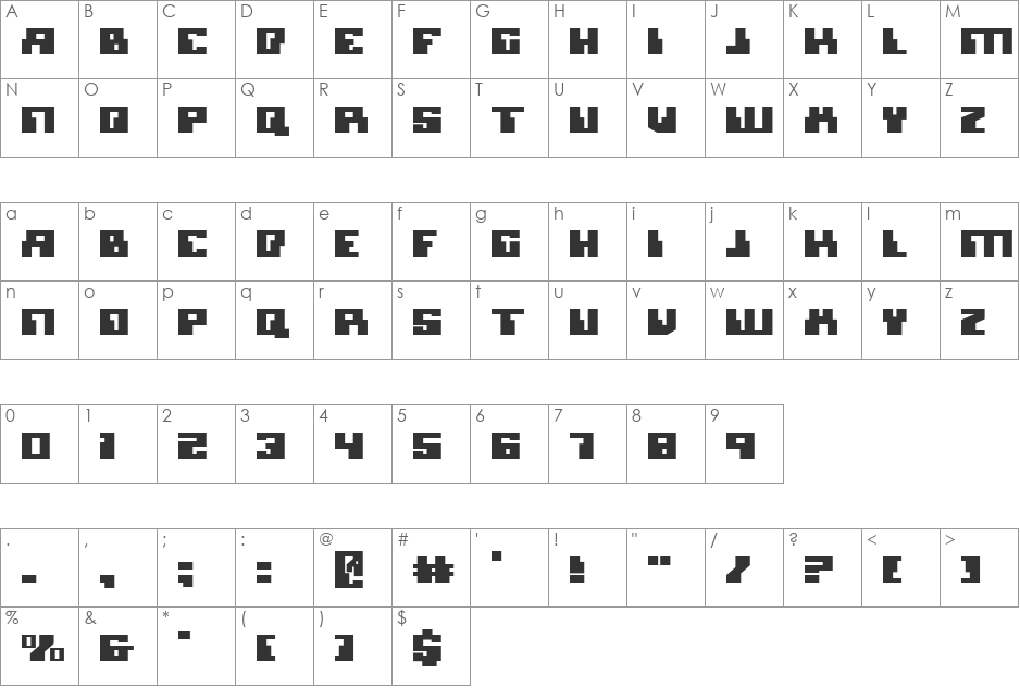 Micronian Expanded font character map preview