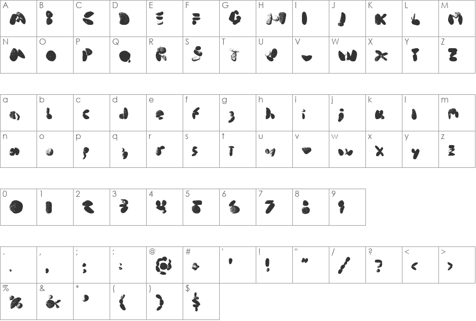 middle cove beach rocks font character map preview