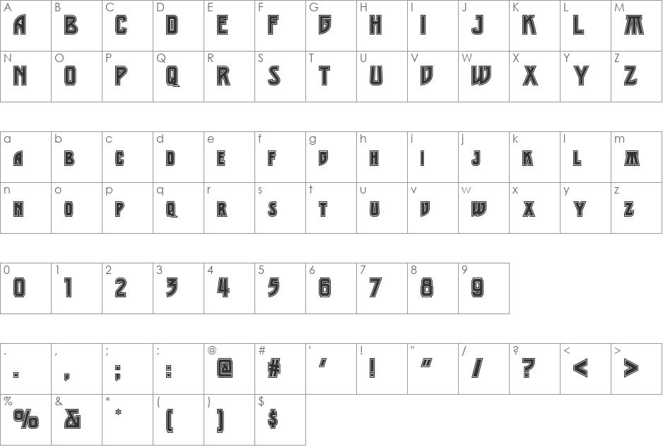 Middle Earth NF font character map preview