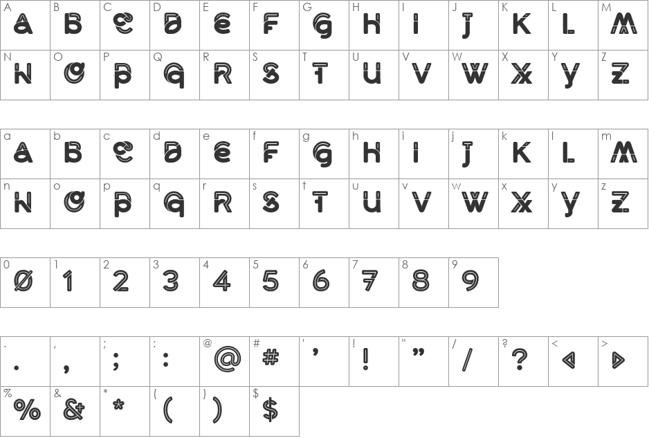 Middlecase font character map preview