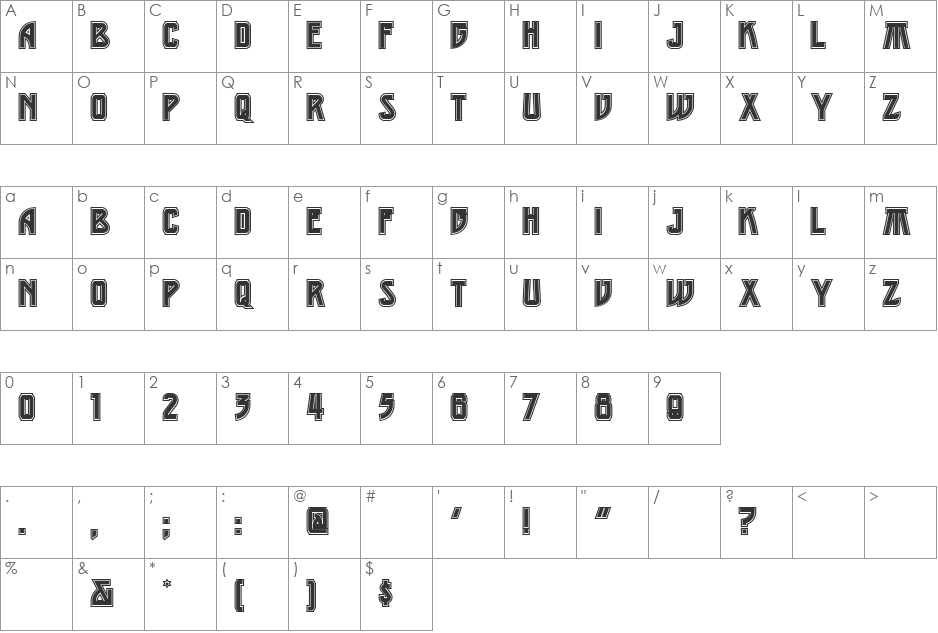 MiddleEarthNF font character map preview