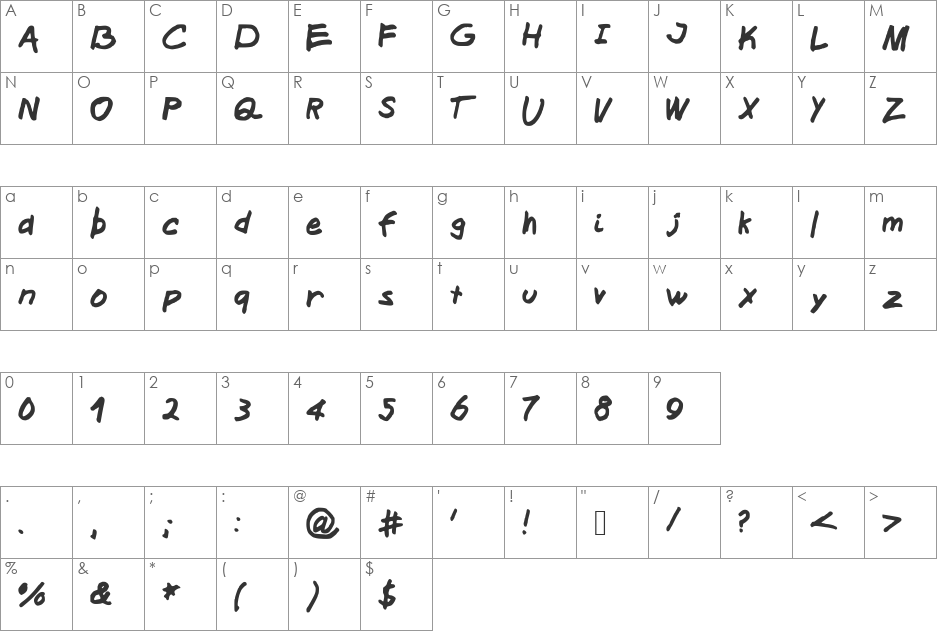 MiddleSchoolSucks font character map preview