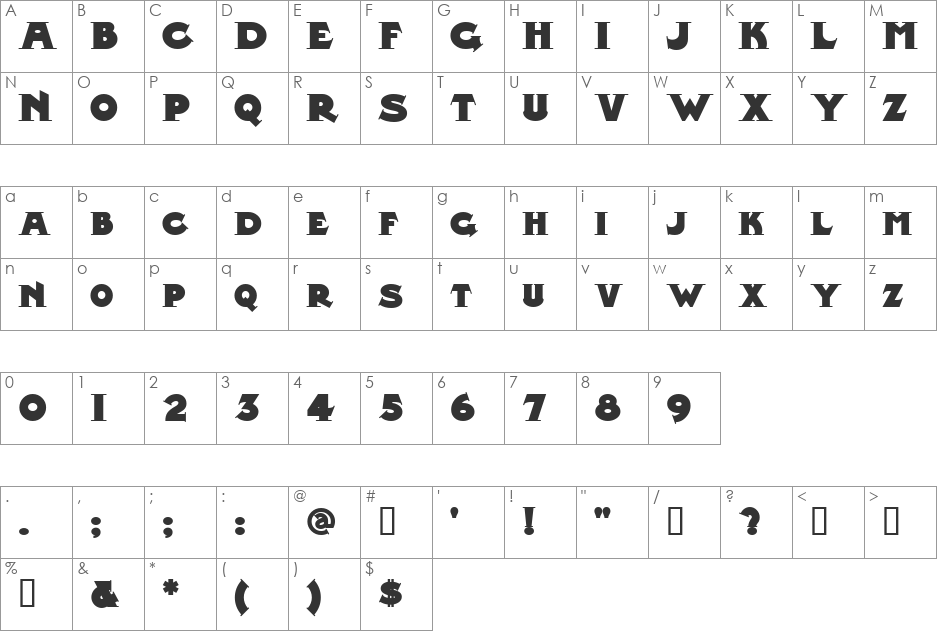 MidlandRailNF font character map preview