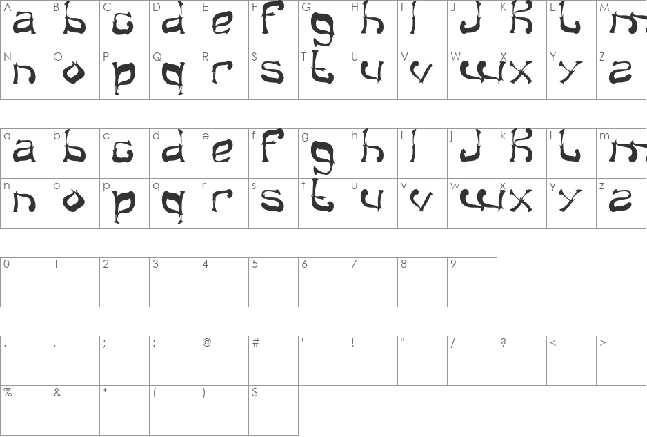 midnight show font character map preview