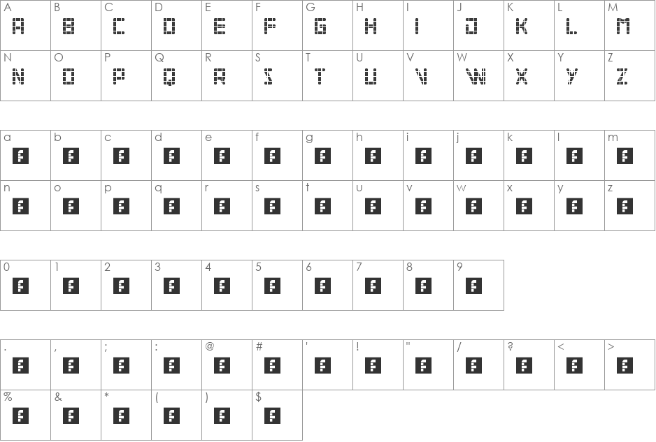 MidnightMarauder Squared font character map preview