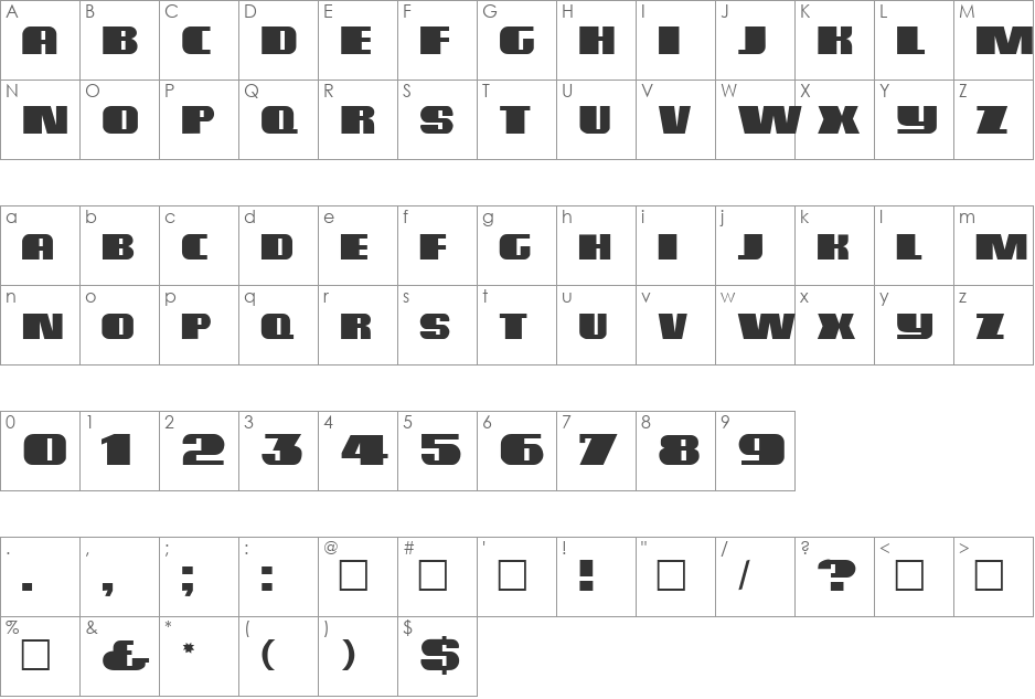 Miele font character map preview