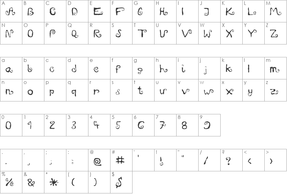 mieszkanie9 font character map preview
