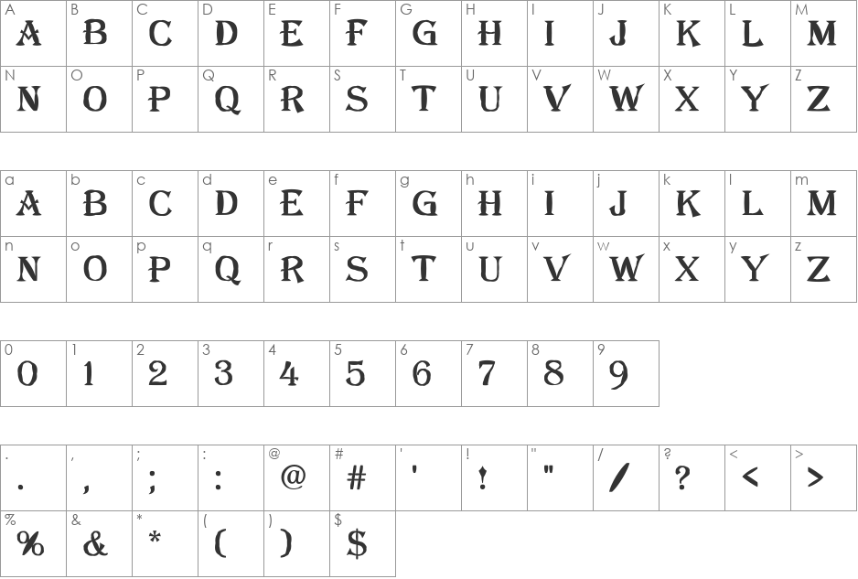 a_AlgeriusBlw font character map preview