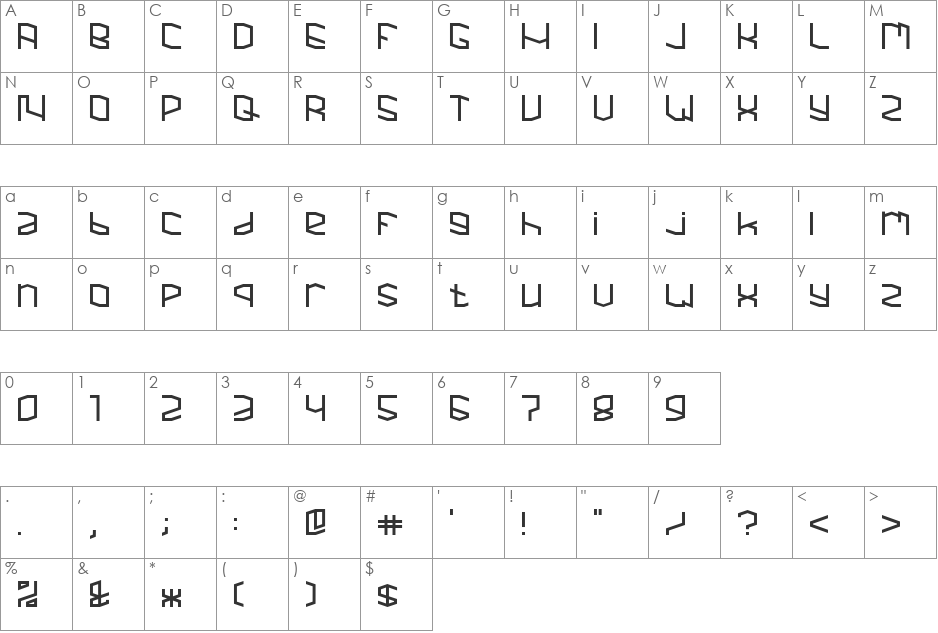 MIGHTY font character map preview