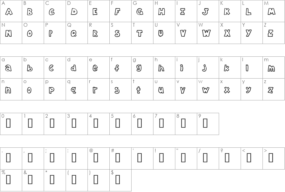 Mighty Mite font character map preview