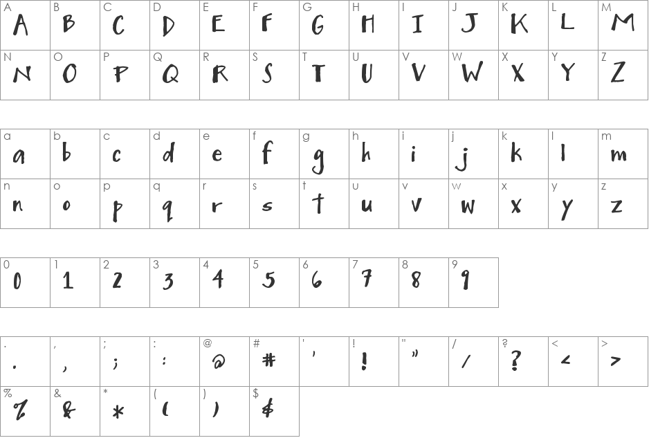 Mighty to Save font character map preview
