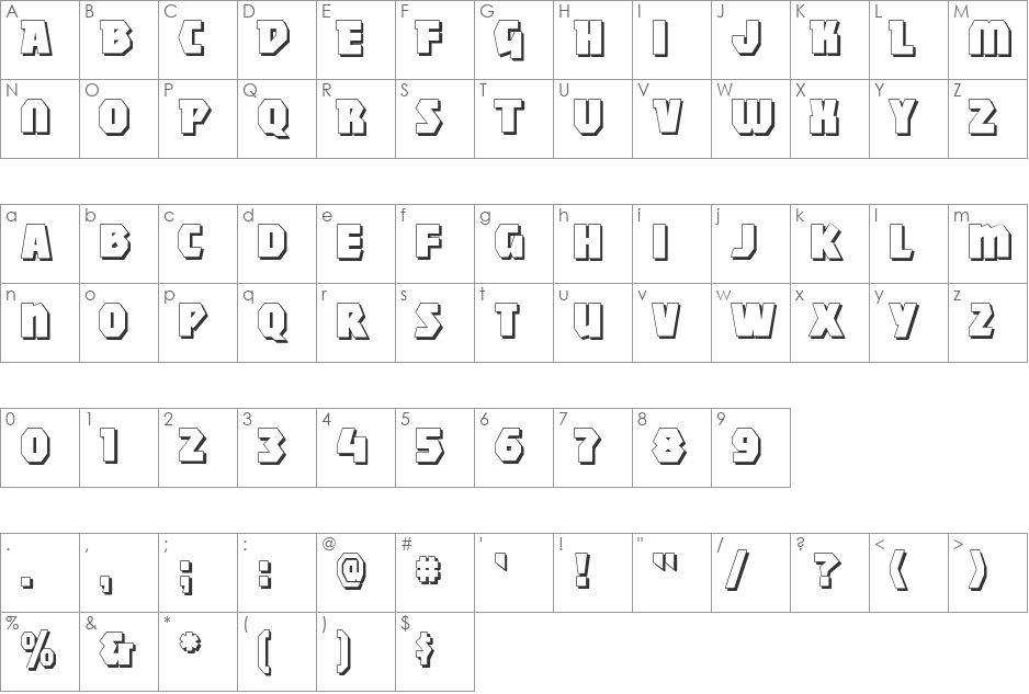 MightyShadow font character map preview