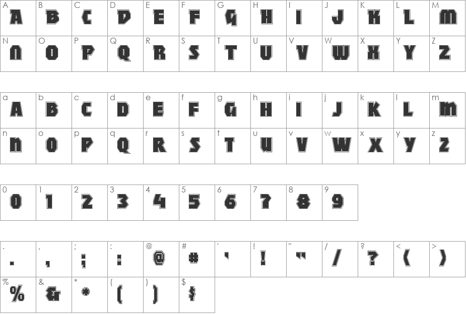 MightyWindy font character map preview