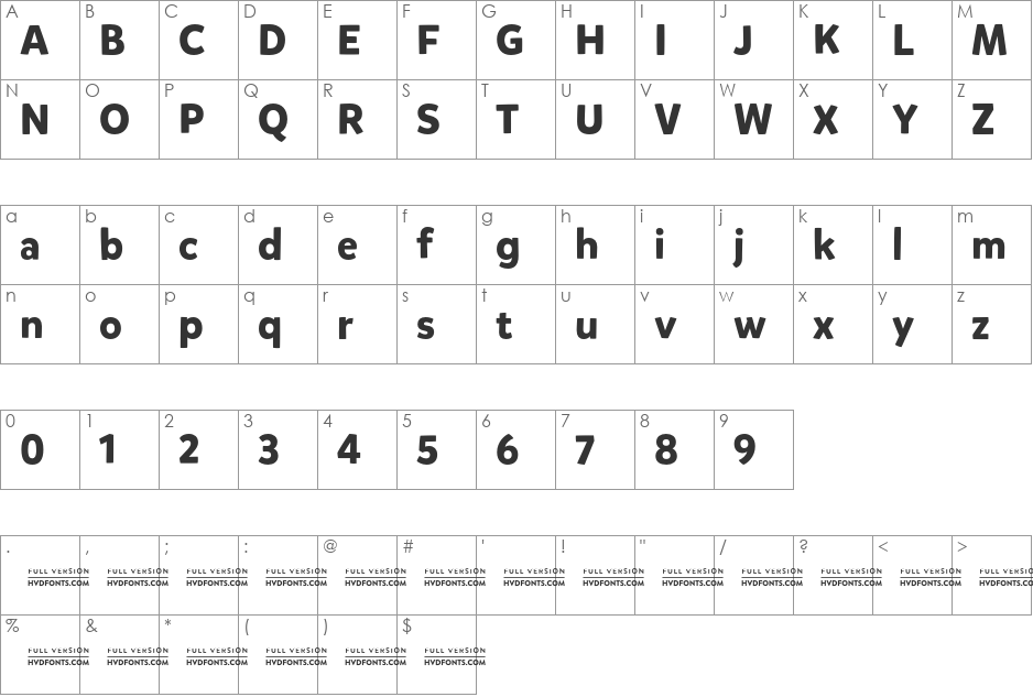 Mikado Bold DEMO font character map preview