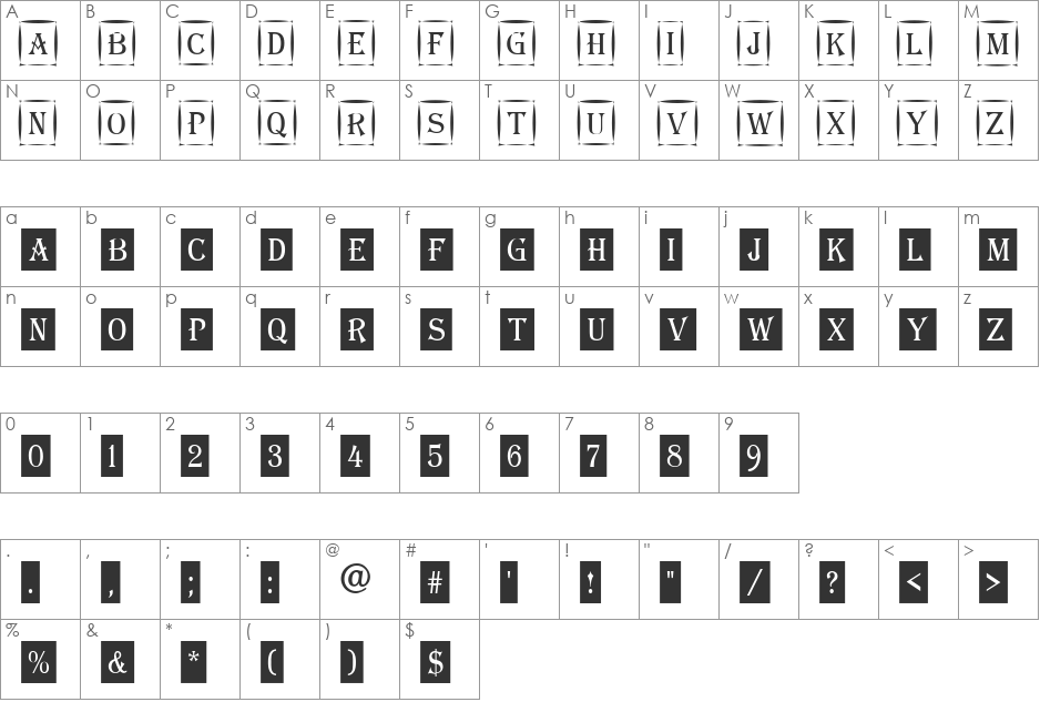 a_AlgeriusCmDc1Cmb font character map preview
