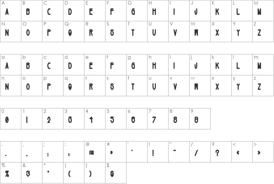 Mikey Jax font character map preview