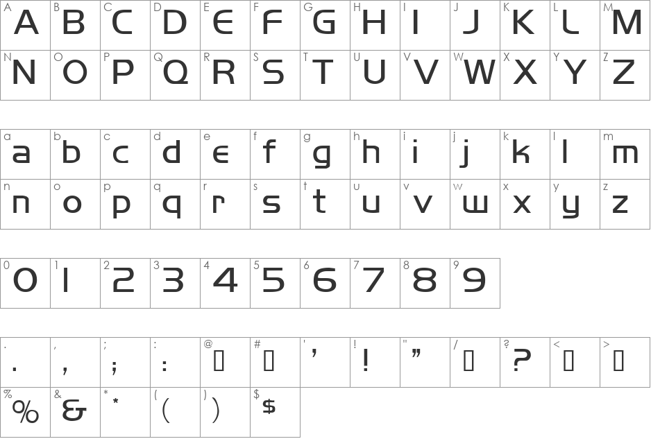 Mikity font character map preview