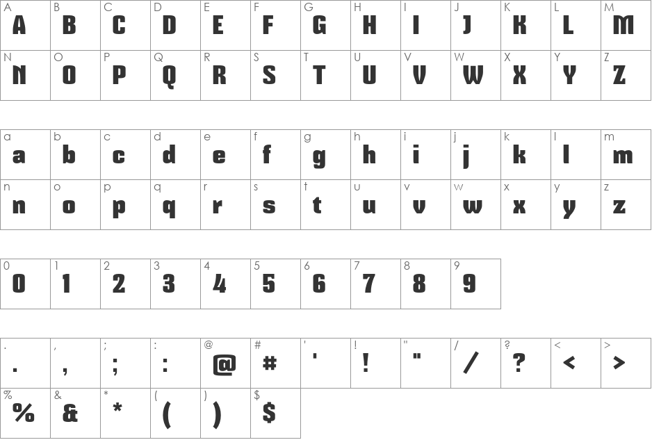 Mikodacs font character map preview