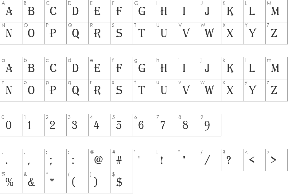 a_AlgeriusNr font character map preview
