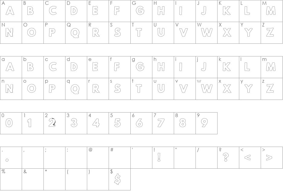 Mild Life Textured Personal Use font character map preview