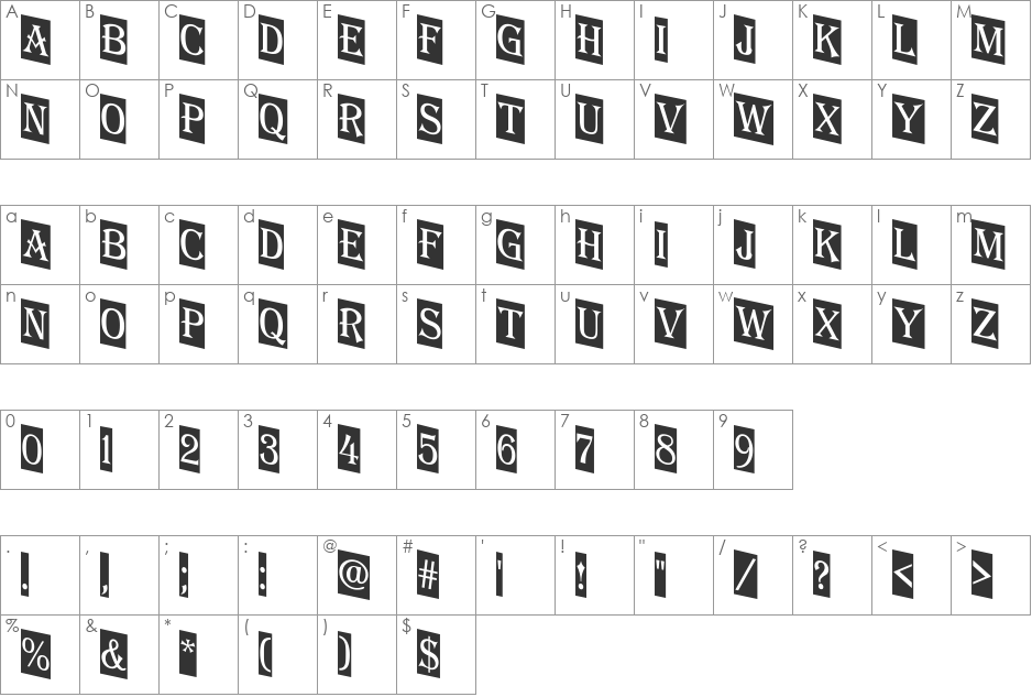 a_AlgeriusNrCmDn font character map preview