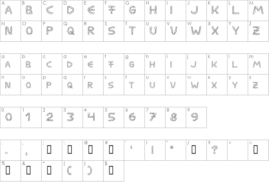 Milkdrops font character map preview