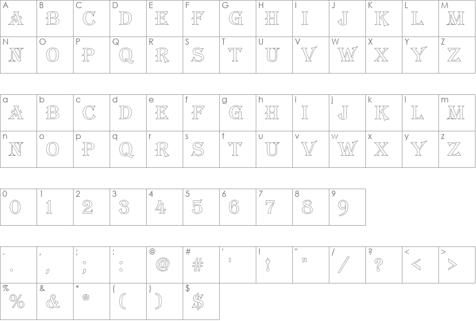 a_AlgeriusOtl font character map preview