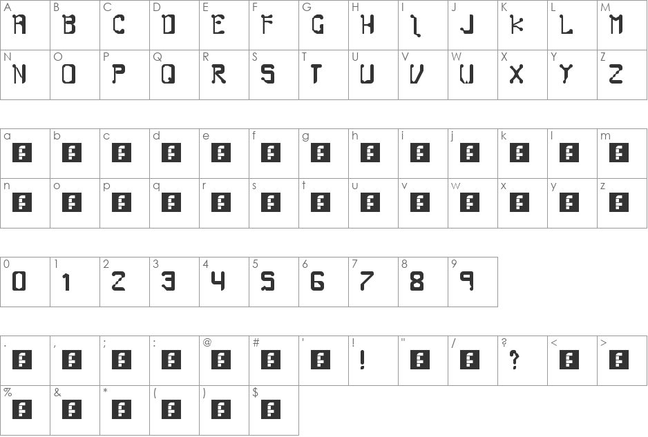 Milleni i am font character map preview