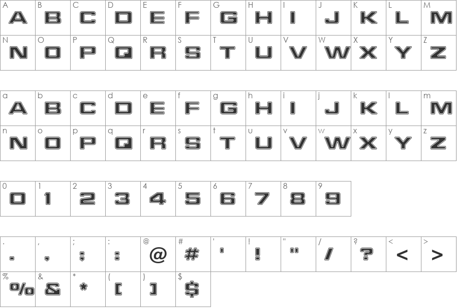 Millenium BdEx BT font character map preview