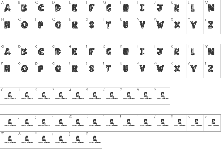 Millennium font character map preview